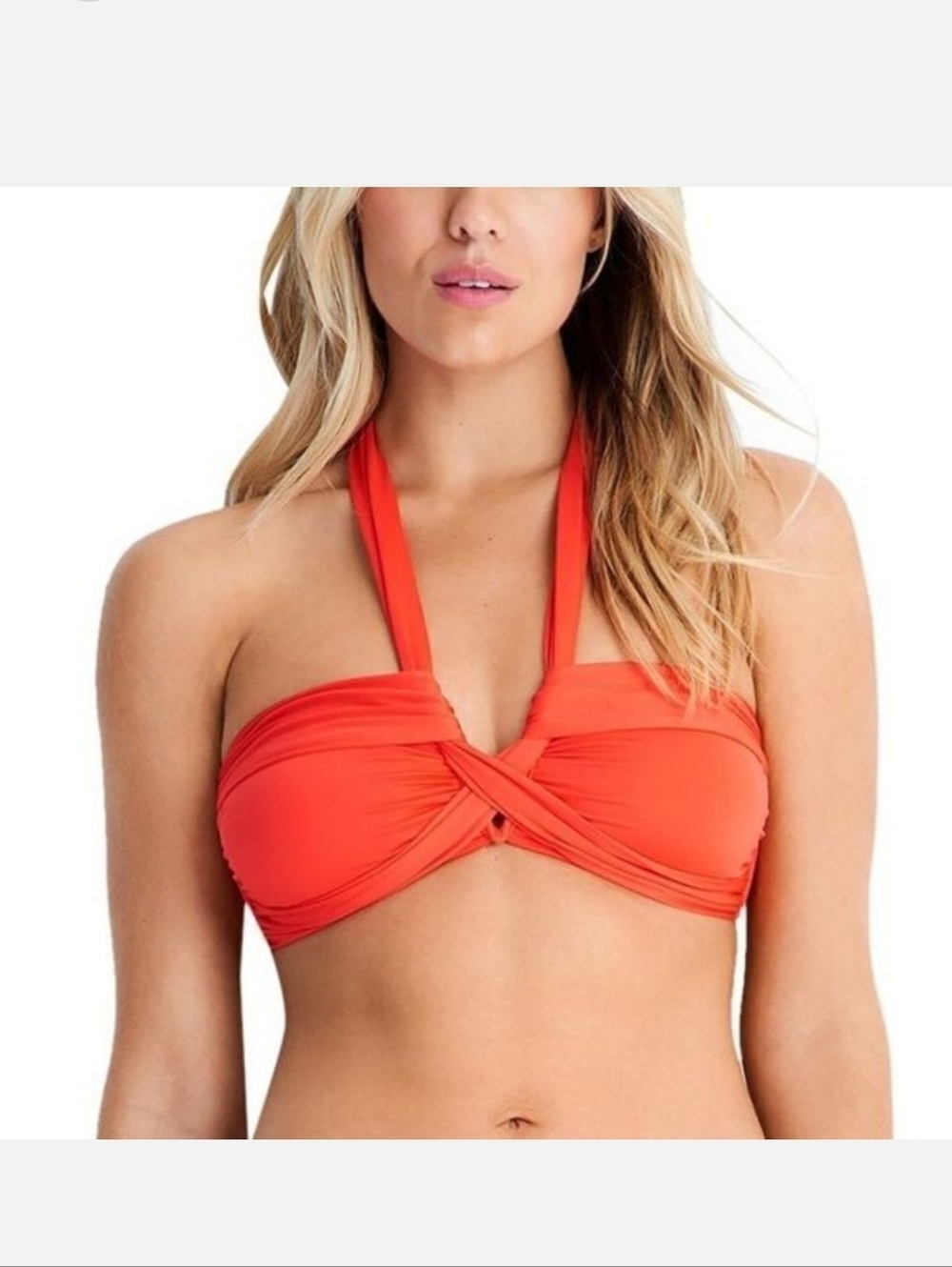 Seafolly Goddess Bandeau Strapless Twist Front Halter Bikini Top - Orange